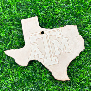 Texas AM leather car charm