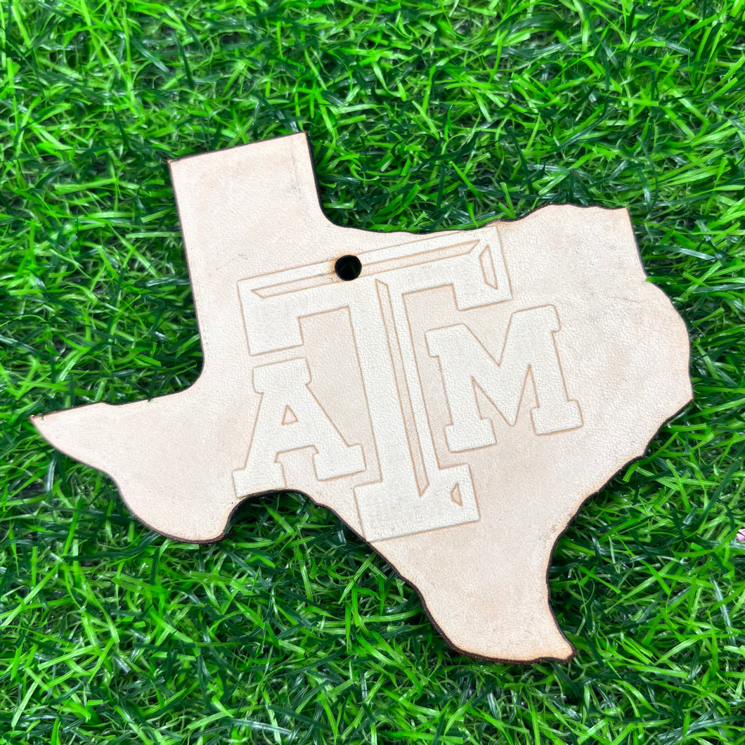 Texas AM leather car charm